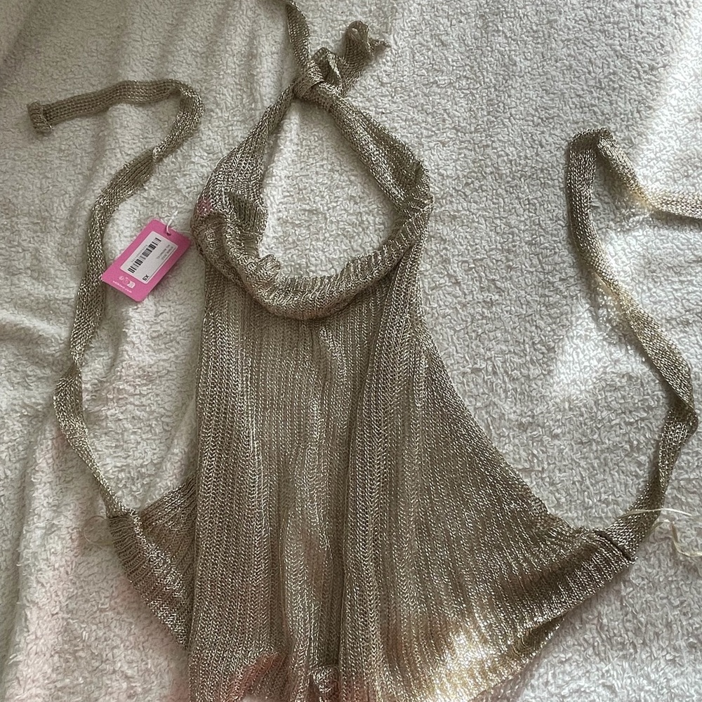 Edikted Metallic Gold Mesh Scarf